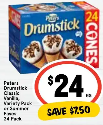 Ritchies Peters Drumstick Classic Vanilla, Variety Pack or Summer Faves 24 Pack offer