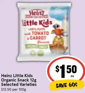 Ritchies Heinz Little Kids Organic Snack 12g Selected Varieties offer
