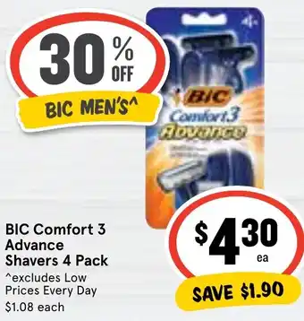 Ritchies BIC Comfort 3 Advance Shavers 4 Pack offer
