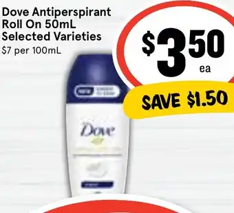 Ritchies Dove Antiperspirant Roll On 50mL Selected Varieties offer