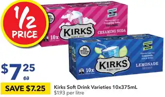 Ritchies Kirks Soft Drink Varieties 10x375mL offer