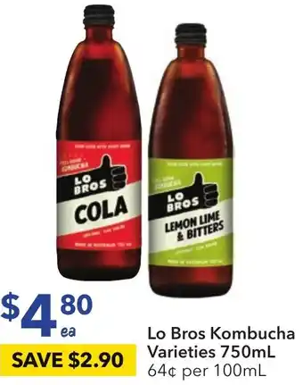 Ritchies Lo Bros Kombucha Varieties 750mL offer