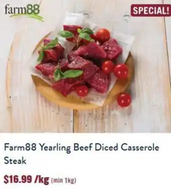 Tasman Butchers Farm88 Yearling Beef Diced Casserole Steak offer