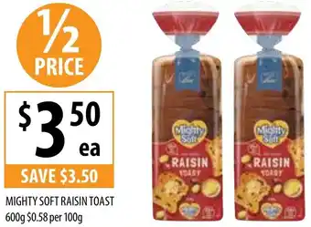 Supabarn MIGHTY SOFT RAISIN TOAST 600g offer