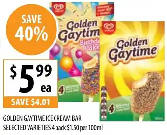 Supabarn GOLDEN GAYTIME ICE CREAM BAR SELECTED VARIETIES 4 pack offer