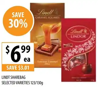 Supabarn LINDT SHAREBAG SELECTED VARIETIES 123/130g offer