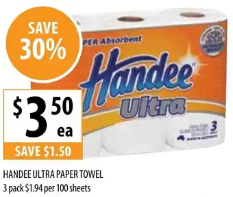 Supabarn HANDEE ULTRA PAPER TOWEL 3 pack offer