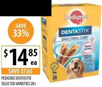 Supabarn PEDIGREE DENTASTIX SELECTED VARIETIES 28's offer