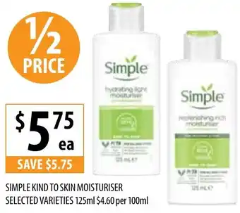 SIMPLE KIND TO SKIN MOISTURISER SELECTED VARIETIES 125ml