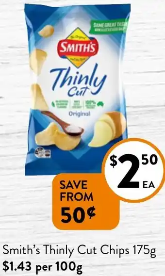Foodworks Smith's Thinly Cut Chips 175g offer