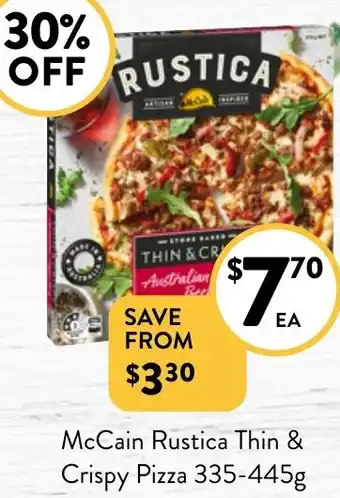 Foodworks McCain Rustica Thin & Crispy Pizza 335-445g offer
