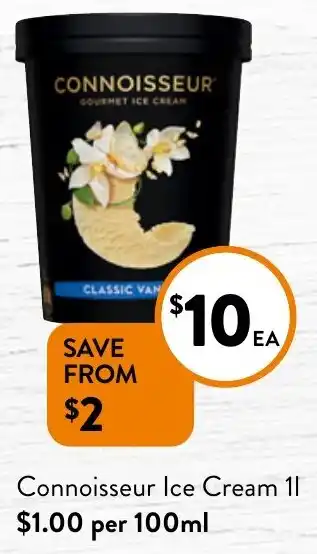 Foodworks Connoisseur Ice Cream 1l offer