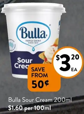 Foodworks Bulla Sour Cream 200ml offer