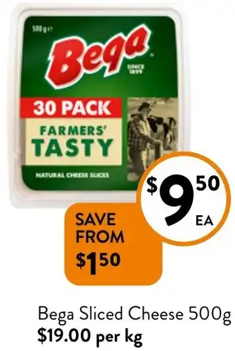 Foodworks Bega Sliced Cheese 500g offer