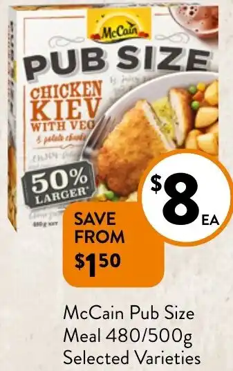 Foodworks McCain Pub Size Meal 480/500g offer