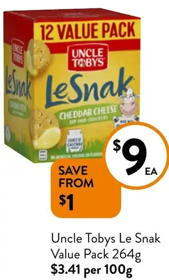 Foodworks Uncle Tobys Le Snak Value Pack 264g offer