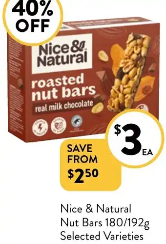 Foodworks Nice & Natural Nut Bars 180/192g Selected Varieties offer