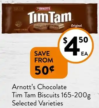 Foodworks Arnott's Chocolate Tim Tam Biscuits 165-200g Selected Varieties offer
