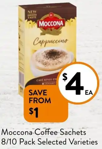 Foodworks Moccona Coffee Sachets 8/10 Pack Selected Varieties offer