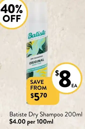 Foodworks Batiste Dry Shampoo 200ml offer