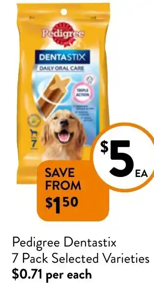 Foodworks Pedigree Dentastix 7 Pack Selected Varieties offer