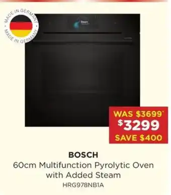 60cm Multifunction Pyrolytic Oven with Added Steam