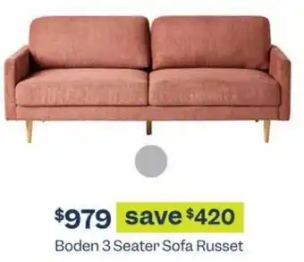 Early Settler Boden 3 Seater Sofa Russet offer
