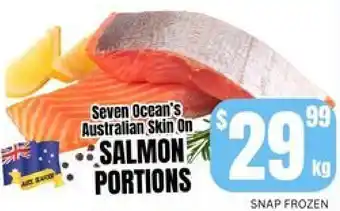 Farmer Jack's Seven Ocean's Australian Skin On SALMON PORTIONS offer