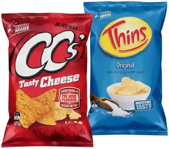 IGA CC’s Corn Chips or Thins Chips 150‑175g Selected Varieties offer