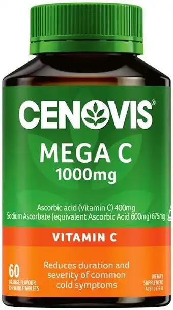 IGA Cenovis Mega Vitamin C 1000mg Orange Chewable Tablets 60 Pack offer