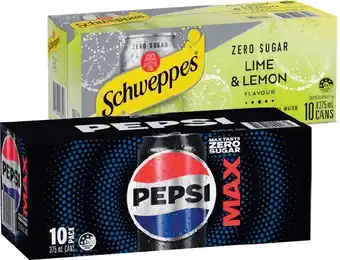 IGA Pepsi, Solo, Schweppes 10x375mL or Bubly 8x375mL Selected Varieties offer