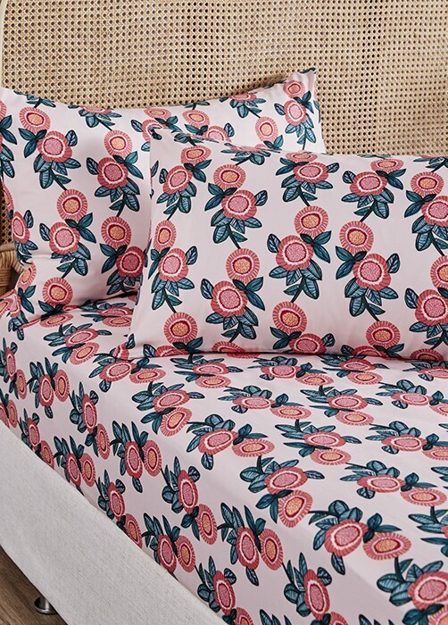 NEW Koo by Kirsten Katz Flowers of Australia Fitted Sheet Sets offer at Spotlight
