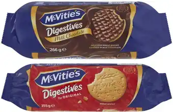 Coles McVitie's Digestives Plain or Chocolate Biscuits 266g-355g offer