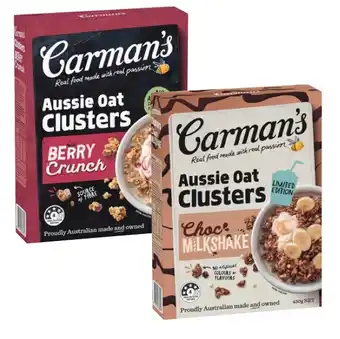 Coles Carman's Aussie Oat Clusters 450g offer