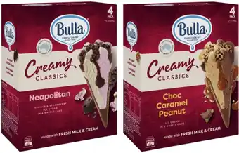 Coles Bulla Creamy Classic Cones 520mL offer