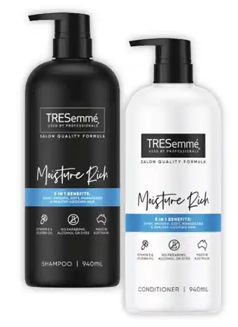 Coles Tresemmé Shampoo or Conditioner 940mL offer