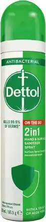 Coles Dettol 2 in 1 Hand & Surface Sanitiser Spray 90mL offer
