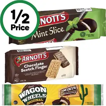 Woolworths Arnott’s Chocolate Coated, Wagon Wheels Mini or Chocolate Scotch Finger Biscuits 160-250g offer