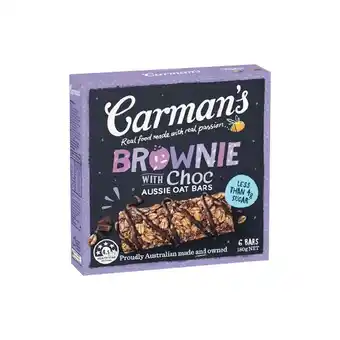 Woolworths Carman’s Aussie Oat Bars 150-180g Pk 5/6 offer