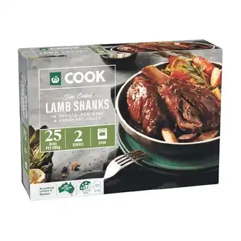 Woolworths Woolworths COOK Slow Cooked Lamb Shanks in Tomato, Red Wine & Rosemary Sauce offer