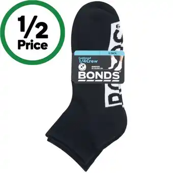 Woolworths Bonds Men’s Quarter Socks Pk 3 offer