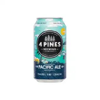 Woolworths 4 Pines Pacific Ale Cans 18x375ml offer