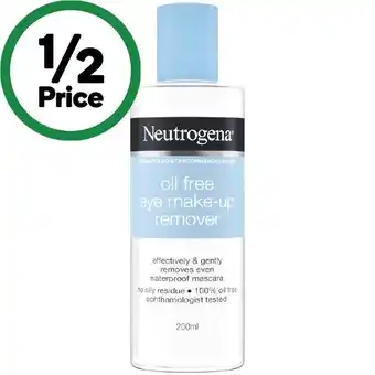 Woolworths Neutrogena Oil Free Eye Make Up Remover 200ml offer