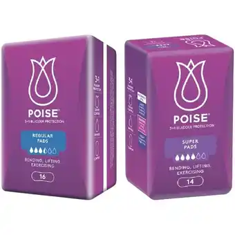 Woolworths Poise Incontinence Pads Pk 8-16 offer