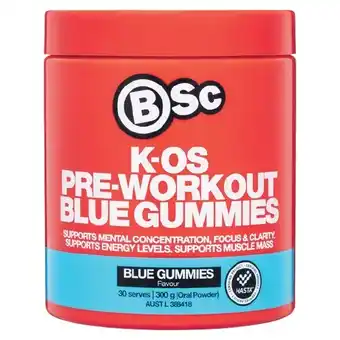 Woolworths BSc K-OS Pre-Workout Blue Gummies 300g^ offer