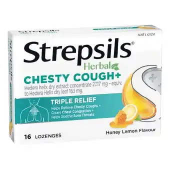 Woolworths Strepsils Chesty Cough+ Lozenges Pk 16 offer