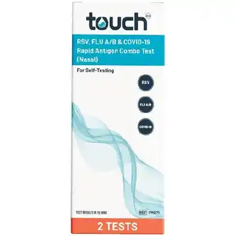 Woolworths TouchBio RSV, Flu A/B & Covid-19 Rapid Antigen Test Pk 2 offer