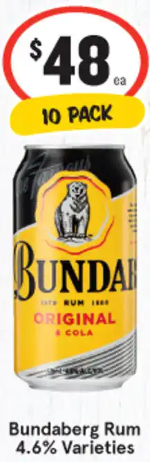 IGA Bundaberg Rum 4.6%  10 PACK offer