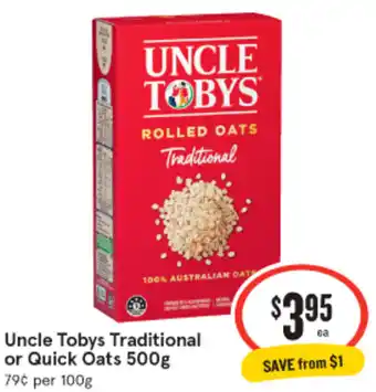 IGA Uncle Tobys Traditional or Quick Oats 500g offer