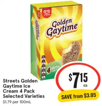 IGA Streets Golden Gaytime Ice Cream 4 Pack offer